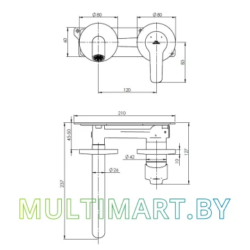 Смеситель Rubineta Torino-1F (PM0009) картинка 2